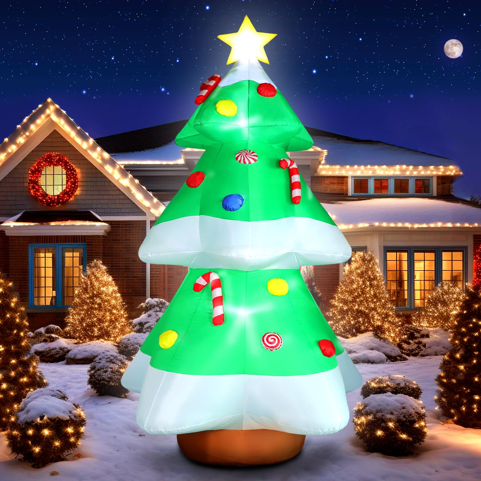 7 FT Christmas Inflatables Giant Snowman Outdoor Decorations, Blow up Snow Man Yard Decor Built-in Bright LED Light Wear Magic Hat, Weatherproof Holiday for Garden Patio Lawn Party Xmas Gifts